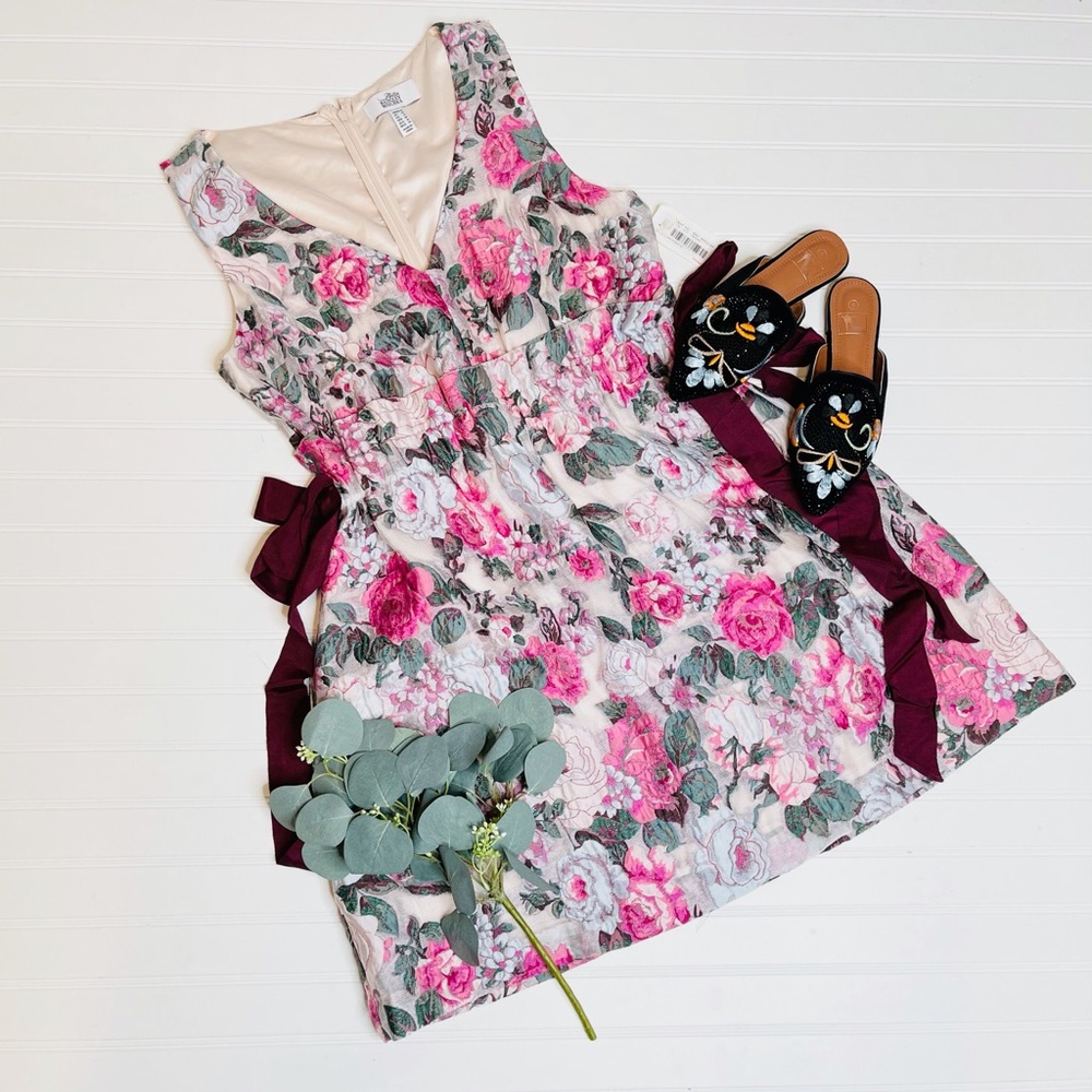 Belle Badgley Mischka Floral Bow Tie Dress